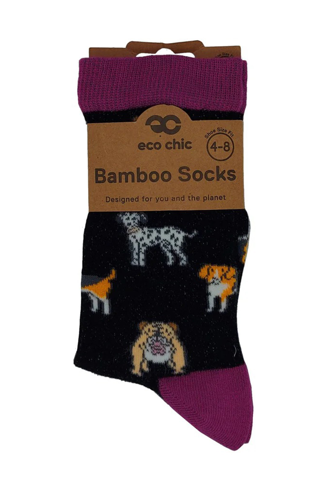 Eco Chic SK08BK Black Dog Bamboo Socks