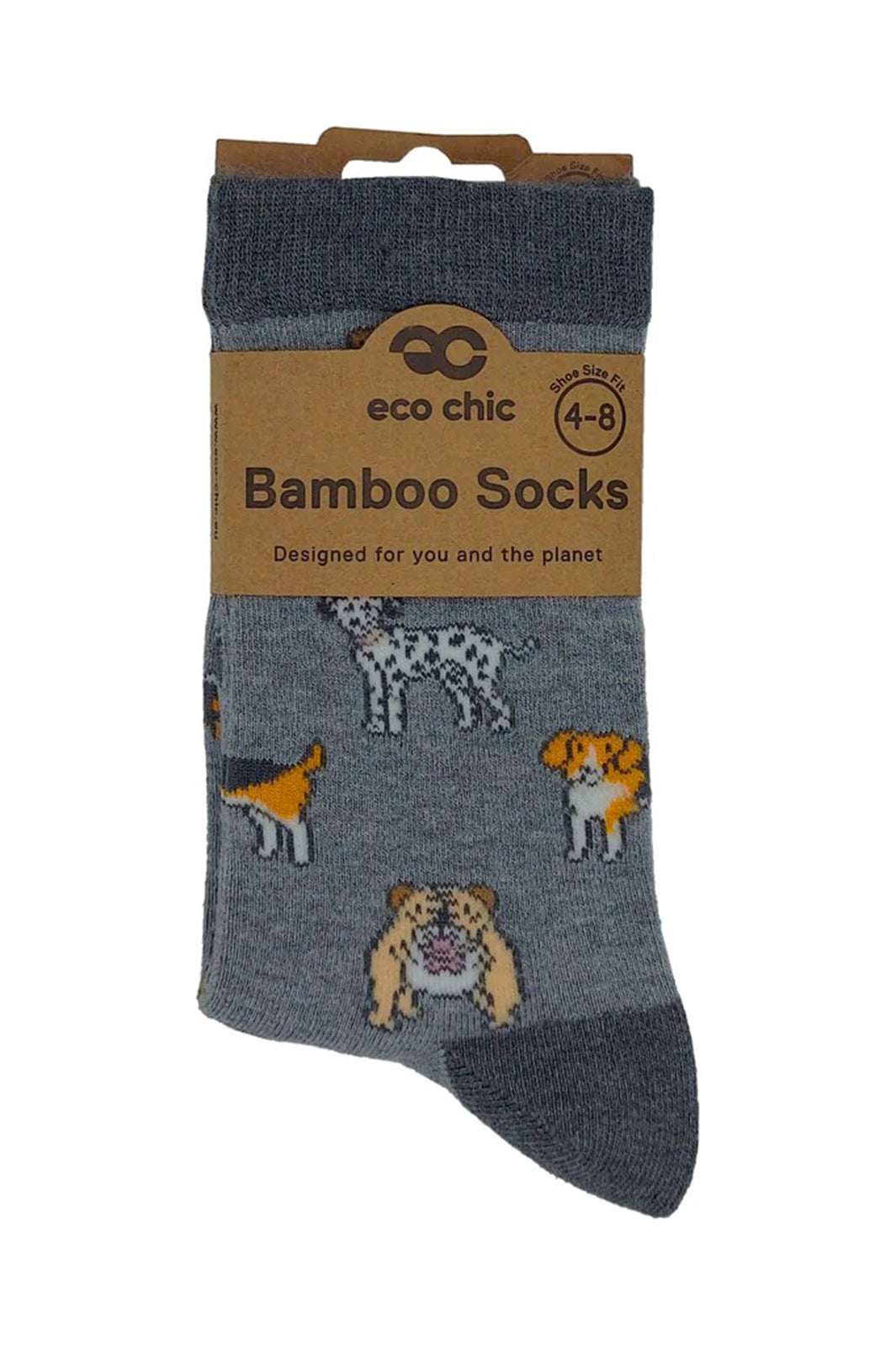 Eco Chic SK08GY Grey Dogs Bamboo Socks