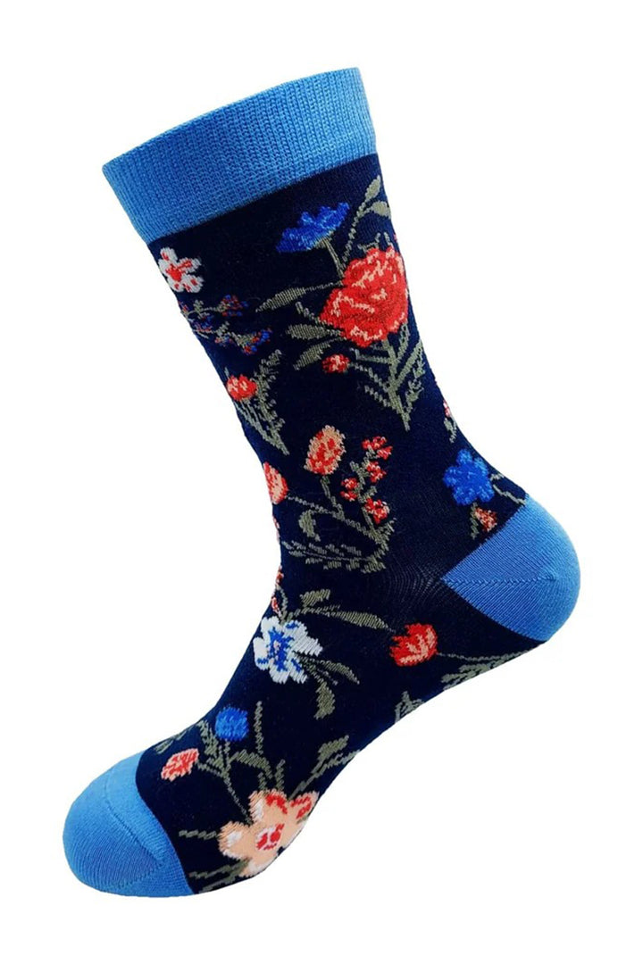 Eco Chic SK13NY Navy Floral Bamboo Socks