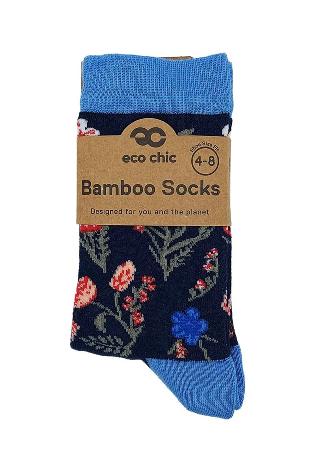 Eco Chic SK13NY Navy Floral Bamboo Socks