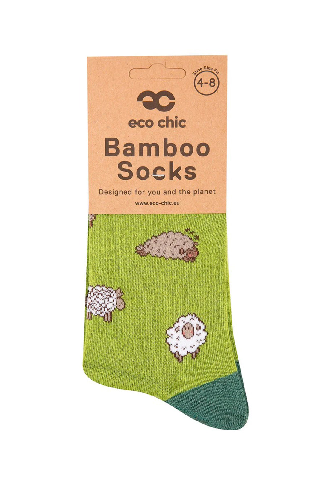 Eco Chic SK44GN Green Cute Sheep Bamboo Socks