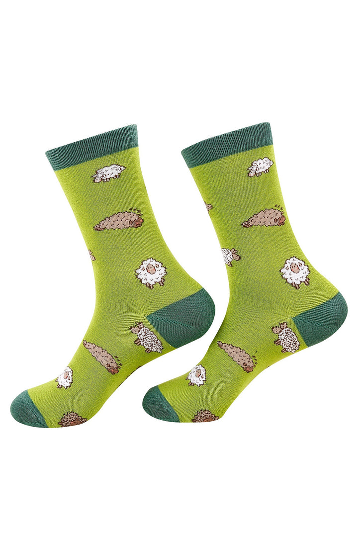 Eco Chic SK44GN Green Cute Sheep Bamboo Socks