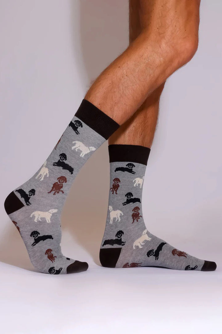 Eco Chic SKL03GY Grey Labradors Bamboo Socks