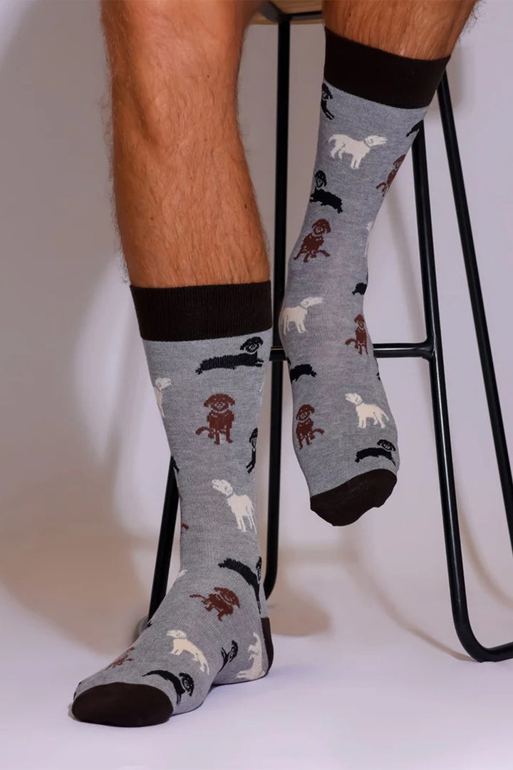 Eco Chic SKL03GY Grey Labradors Bamboo Socks