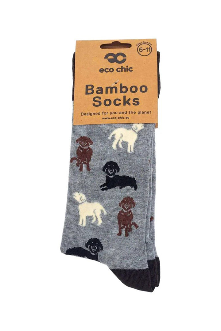 Eco Chic SKL03GY Grey Labradors Bamboo Socks