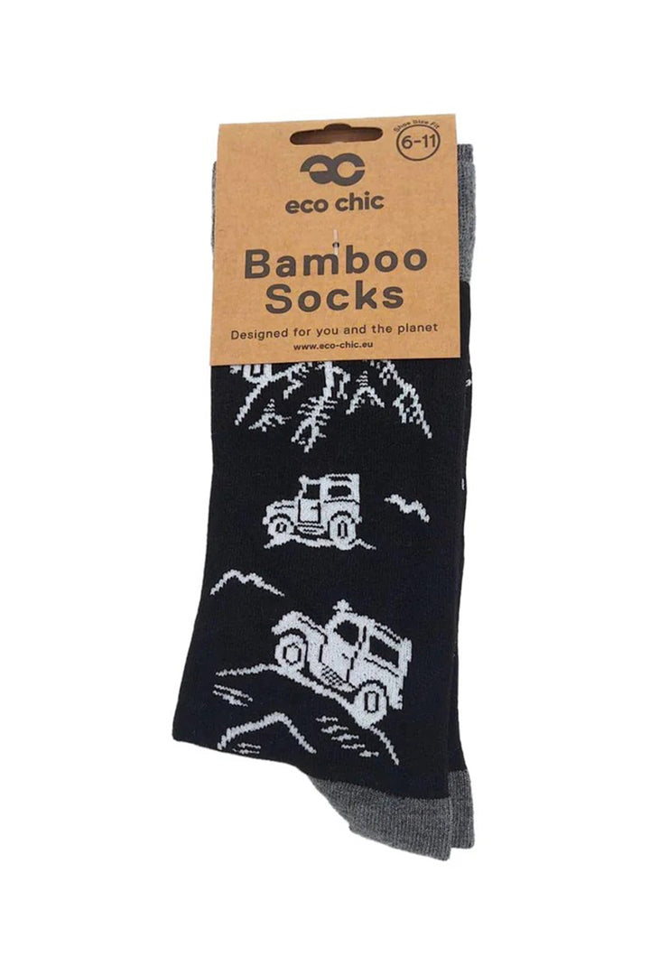 Eco Chic SKL04BK Black 4x4 Truck Mens Bamboo Socks