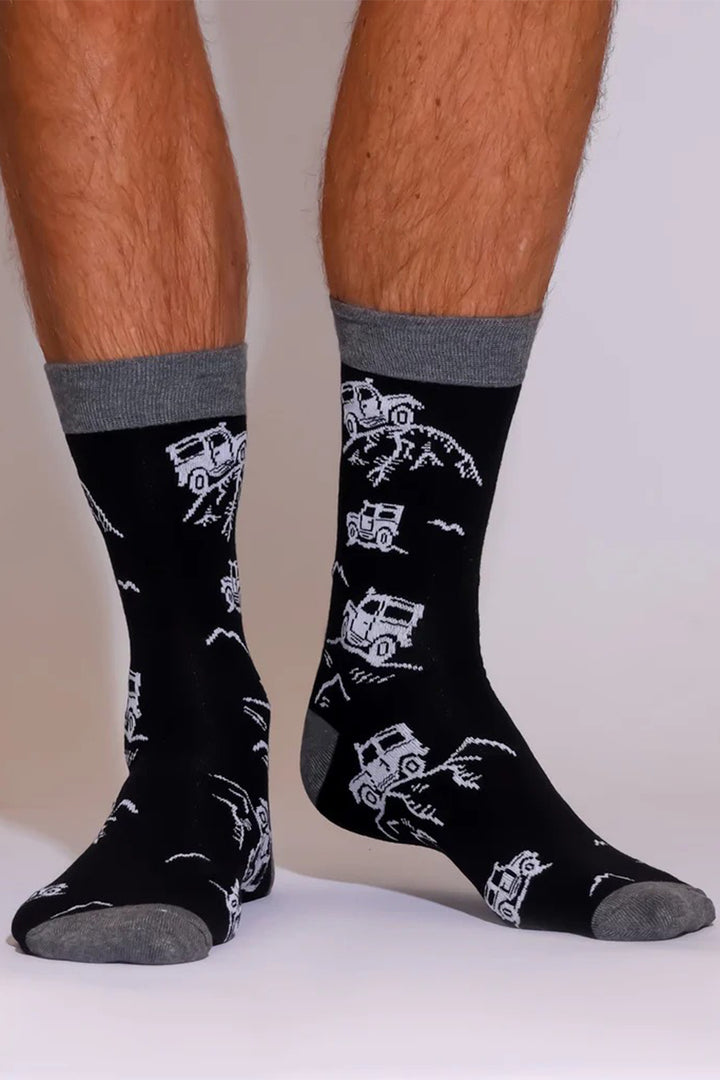 Eco Chic SKL04BK Black 4x4 Truck Mens Bamboo Socks