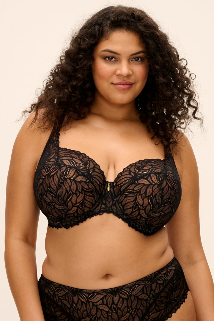 Elomi Carena Black Underwired Balconette Bra EL303507BLK, front view