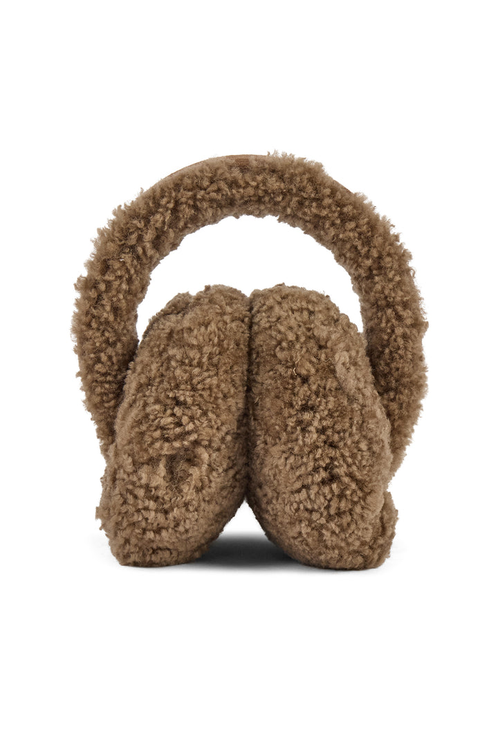 Emu Australia Angahook Mushroom Brown Teddy Earmuffs W7023, front view