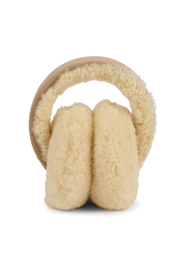 Emu Australia Angahook Sand Beige Teddy Earmuffs W7023, front view