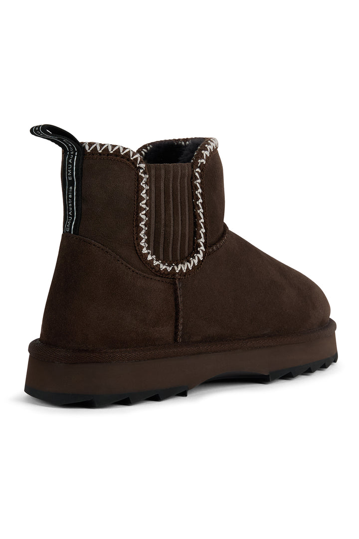 Emu Australia Higgie Chocolate Brown Sheepskin Boots W13198, back view