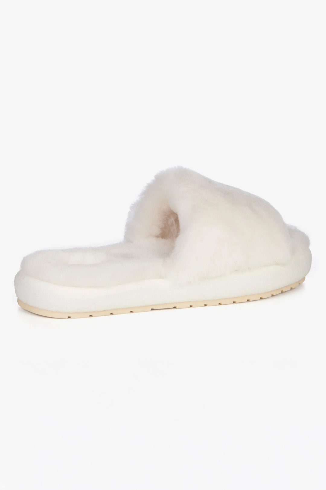 White fluffy slipper on a white background