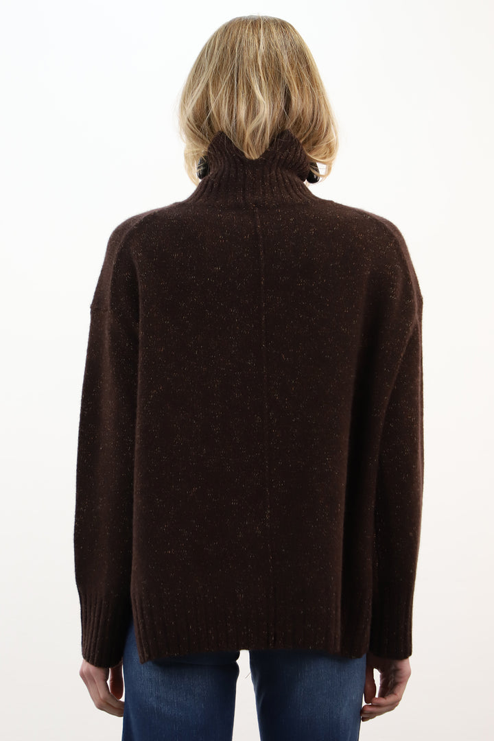 Estheme Americano Brown Chiné High Neck Thick Stitch Jumper XWES25A08