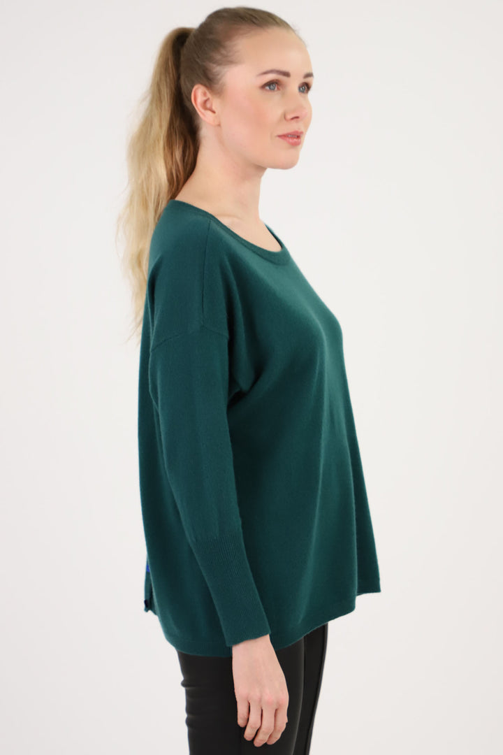 Estheme Cachemere Jumper Pine Oversize Button Back WES1339H 1353 - Shirley Allum Boutique