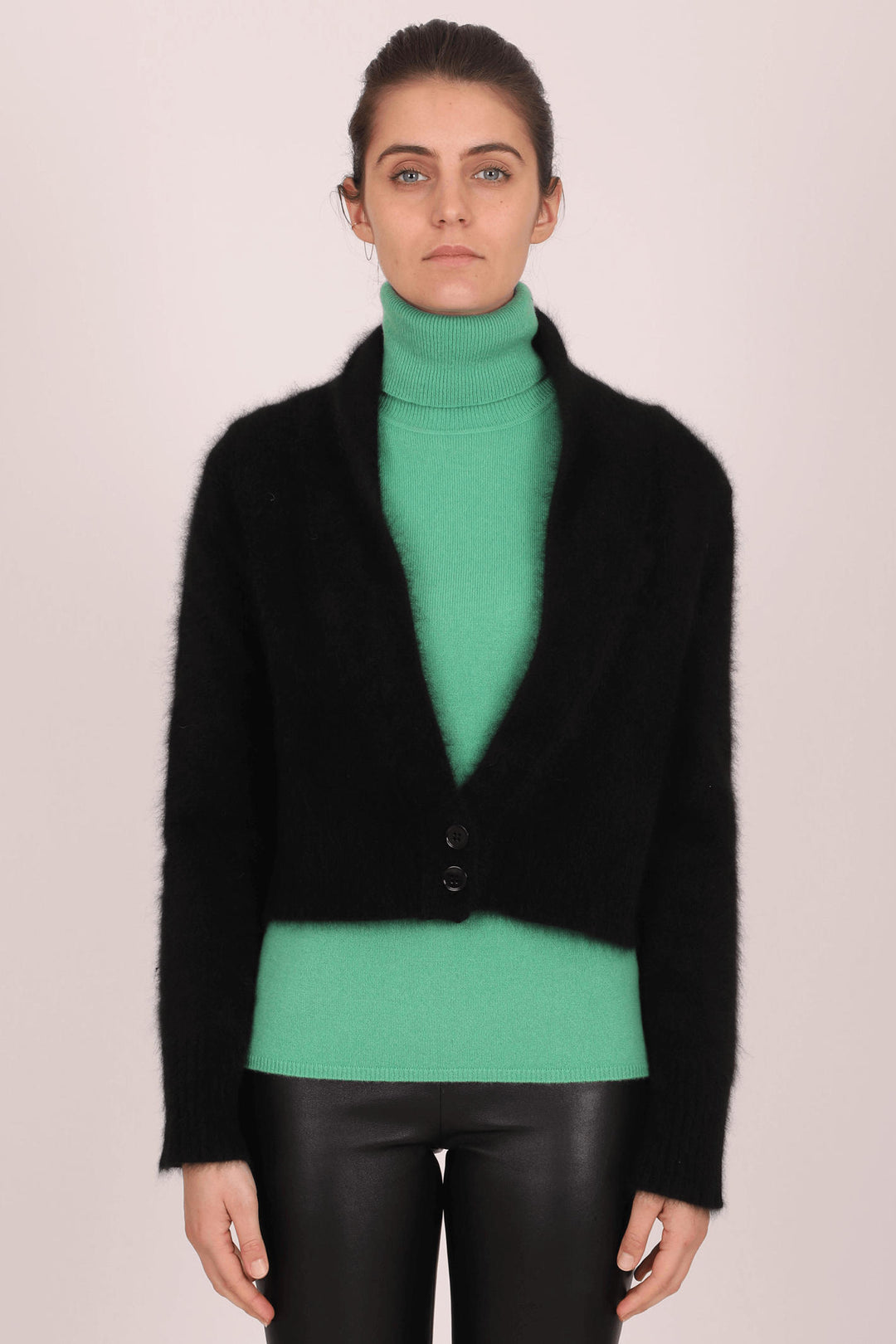 Estheme Cachemire JF6042R Black Cropped Cardigan - Shirley Allum Boutique