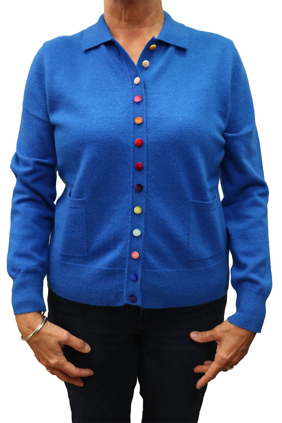Estheme Cachemire WES2210H 1249 Royal Blue Polo Cardigan - Shirley Allum Boutique
