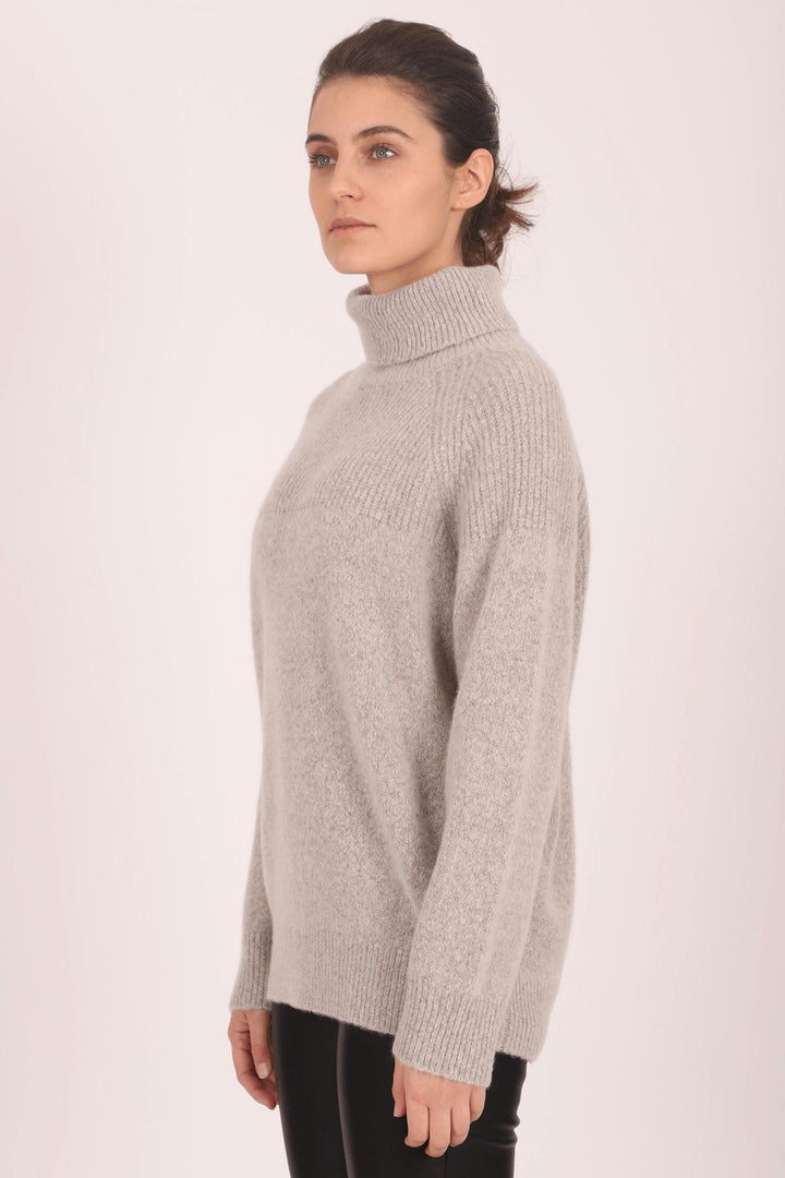 Estheme Cachemire WES2315H Hazel Brown Roll Neck Jumper - Shirley Allum Boutique