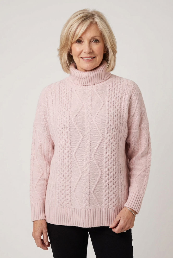 Estheme Cashmere 23BBSW24 19016 Pink Rolled Twists Jumper