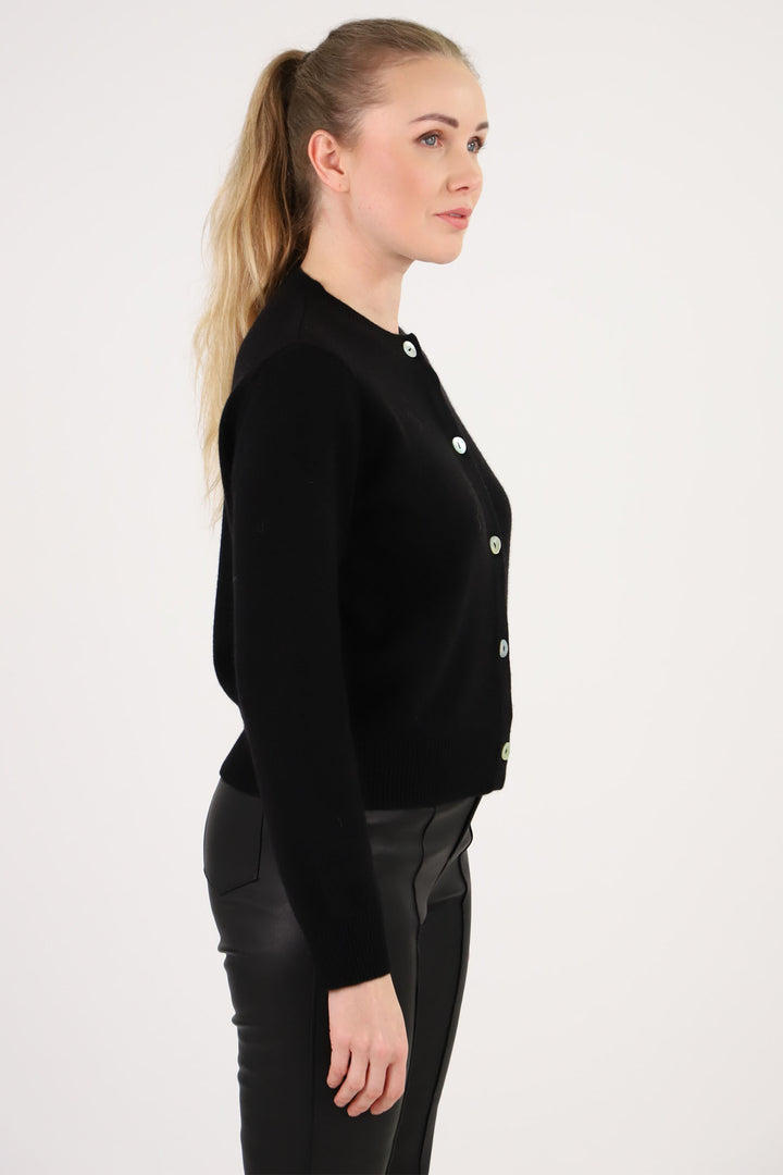 Estheme Cashmere Cardigan Black Thick Stitch WES24A15H 6148 - Shirley Allum Boutique