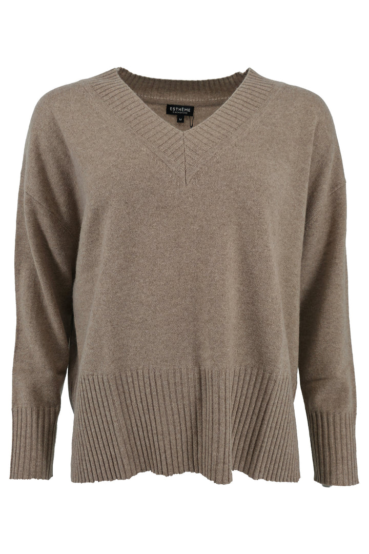 Estheme Cashmere CKH715C 1240 Hazelnut Brown V-Neck Jumper