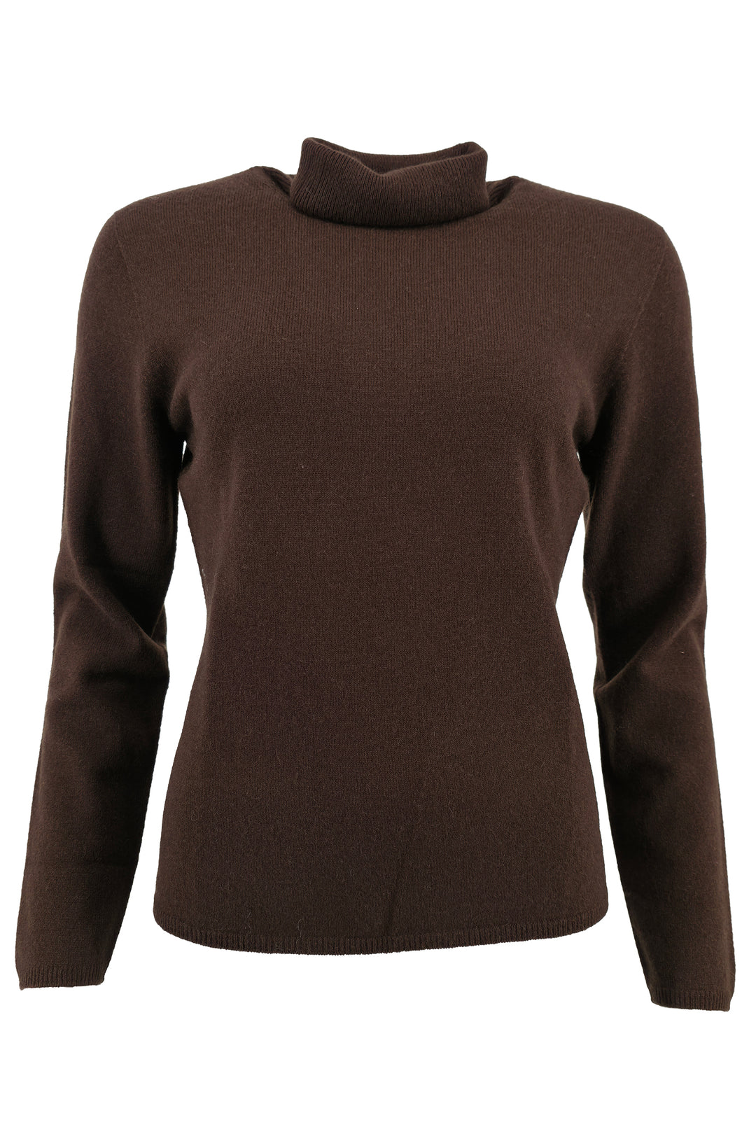 Brown turtleneck sweater on a white background