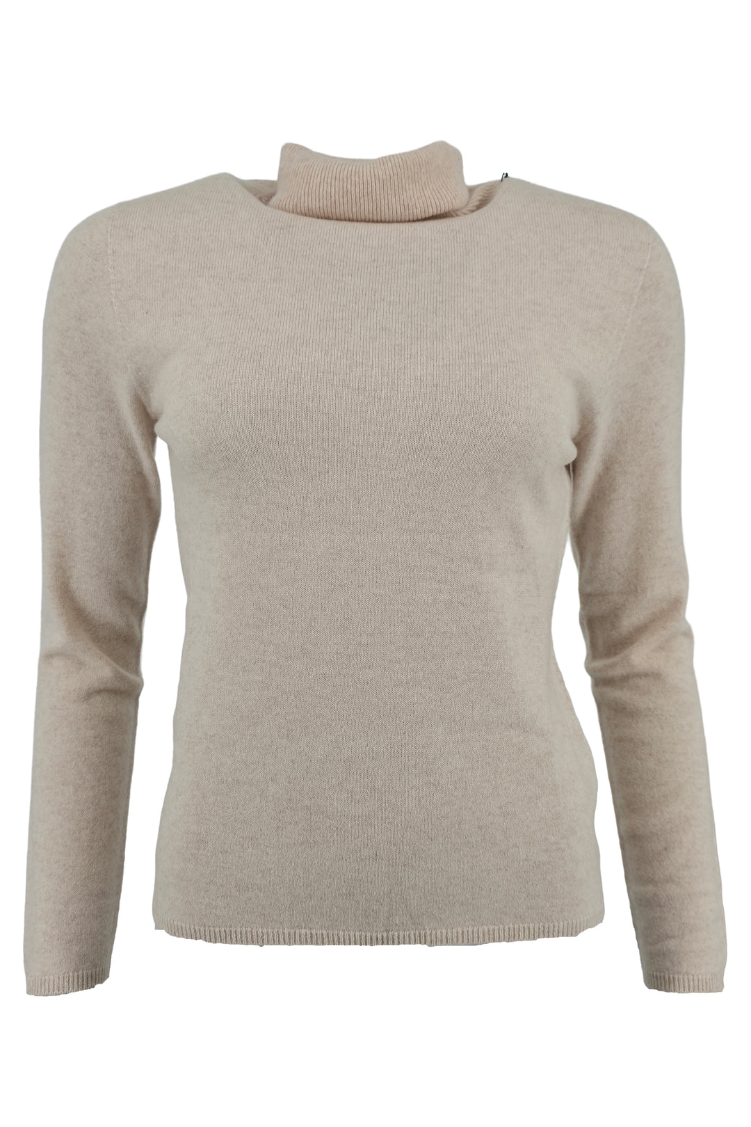 Beige turtleneck sweater on a white background