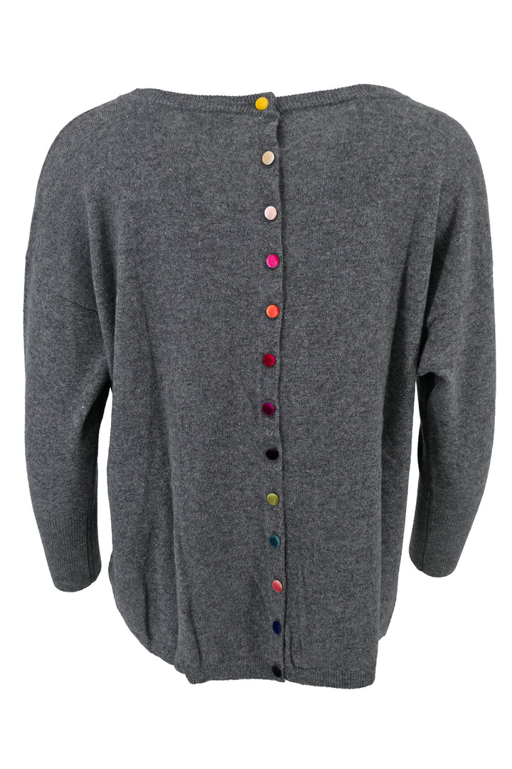 Estheme Cashmere WES1339H 71322 Tin Grey Button Back Jumper