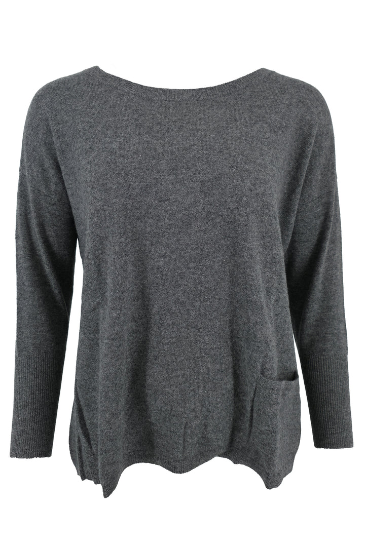 Estheme Cashmere WES1339H 71322 Tin Grey Button Back Jumper