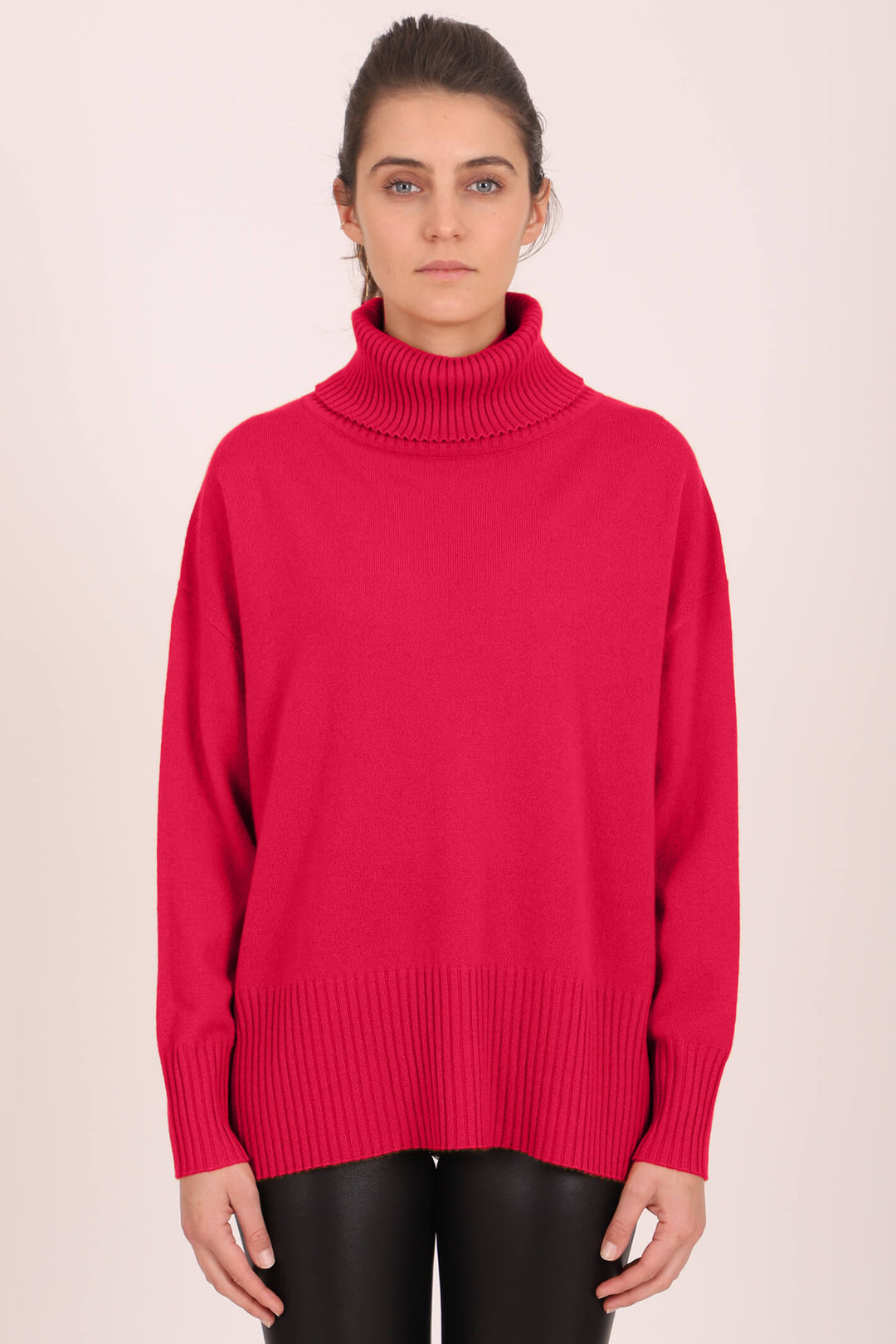 Estheme Hollywood WES2295H Hollywood Pink Roll Neck Relaxed Fit Jumper - Shirley Allum Boutique