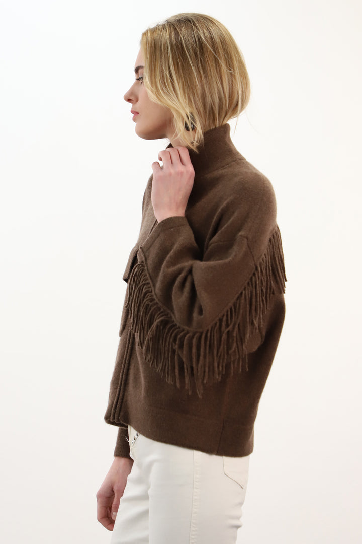 Estheme Moka Stand-Collar Tassel Jacket With Two Pockets WES2625H