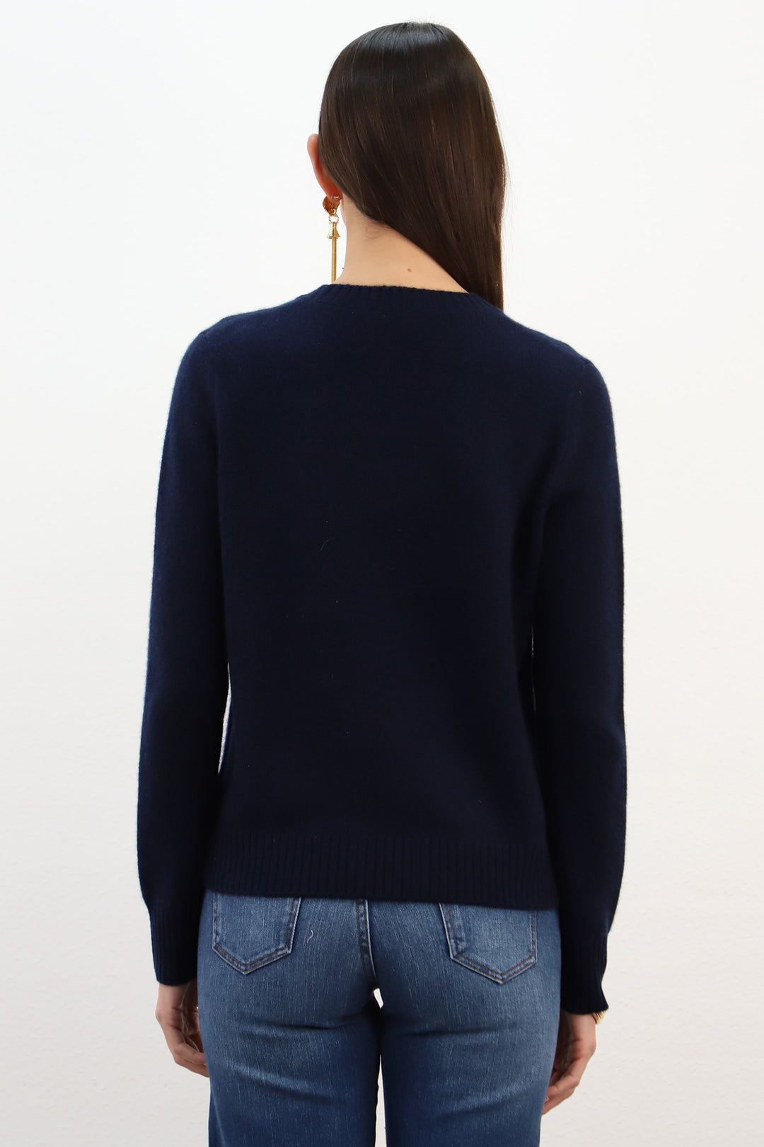 Estheme Nuit Navy Crew Neck Heart Embroidery Jumper CKH6361C