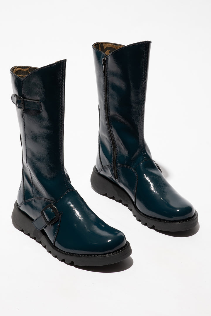 Fly London MES 2 P124913041 Navy Patent Leather Boots