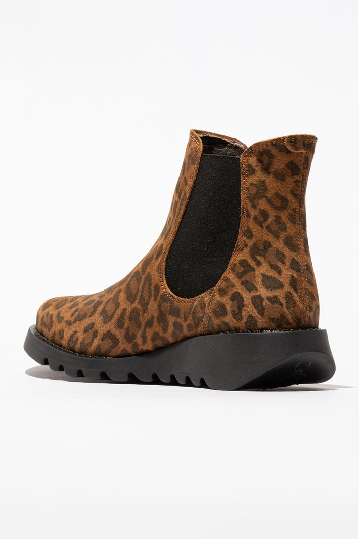 Fly London Salv Camel Brown Leopard Print Suede Ankle Boots P143195124, inside view
