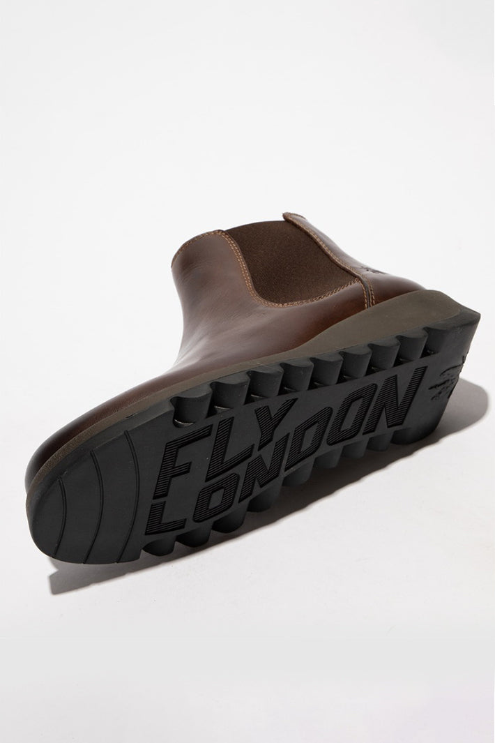 Fly London Salv Dark Brown Leather Boots P143195001, sole view