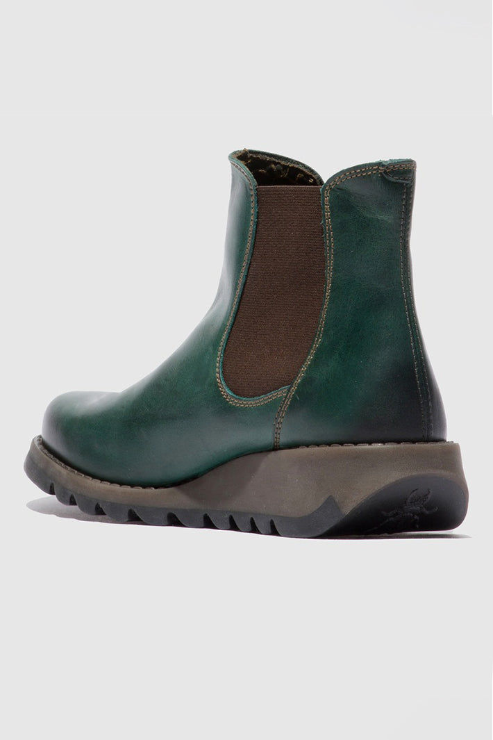 Fly London Salv Petrol Green Leather Ankle Boots P143195006, inside view