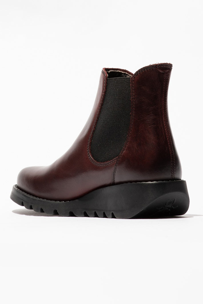 Fly London Salv Wine Purple Leather Ankle Boots P143195103, inside view