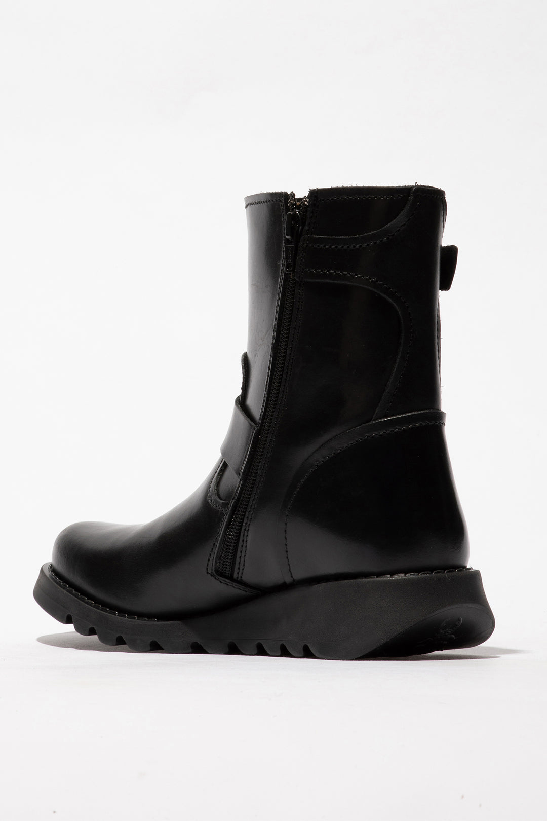 Black boot on a white background