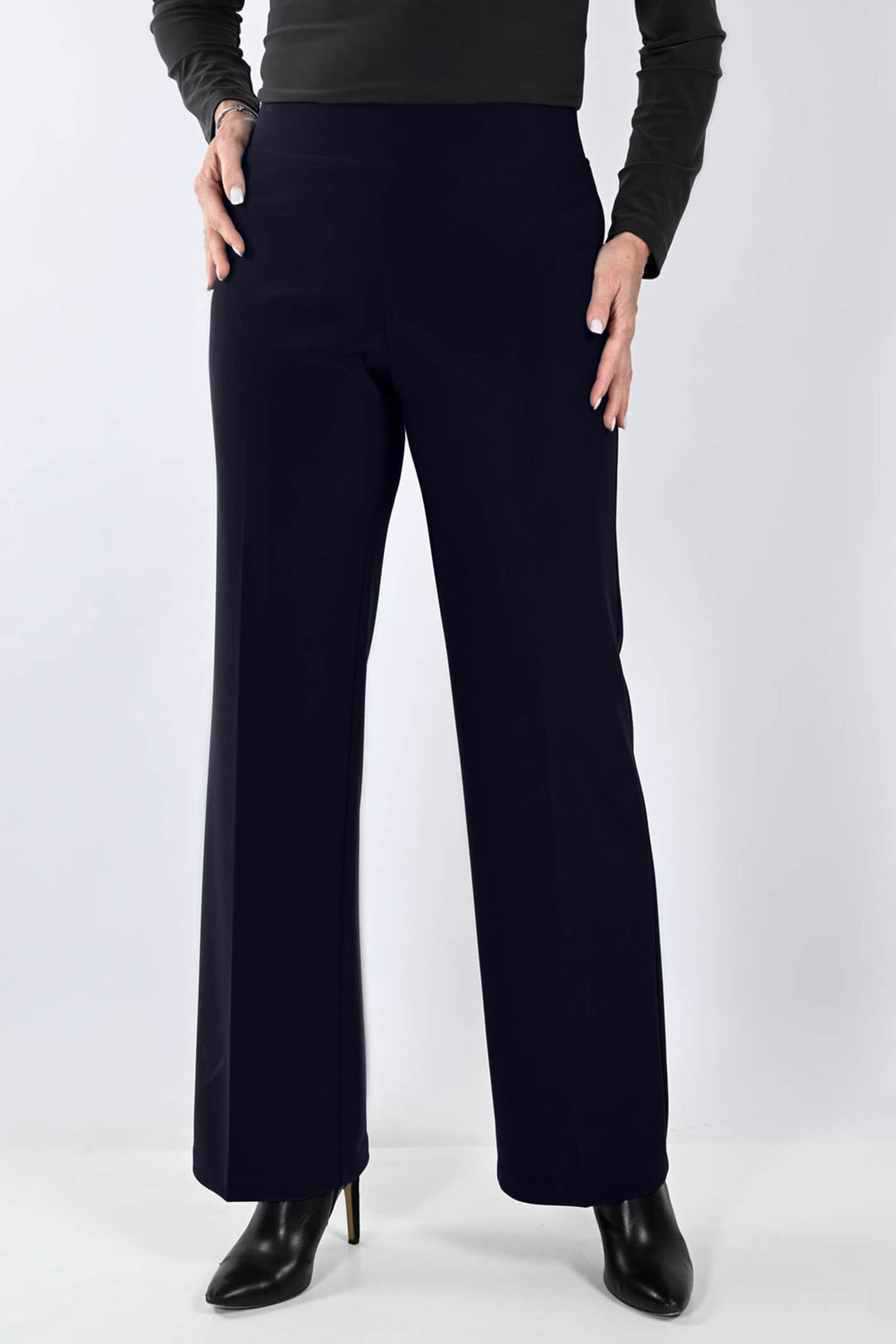 Frank Lyman 233015 Midnight Blue Wide Leg Trousers - Shirley Allum Boutique