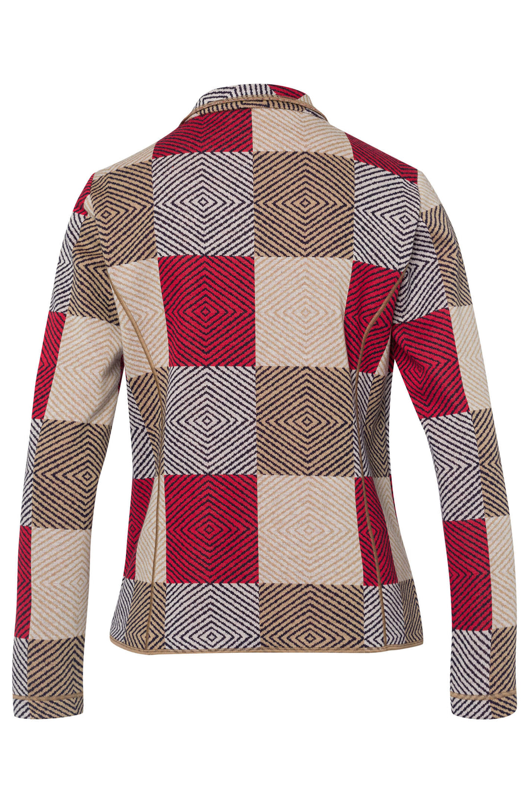 Frank Walder 108002 091 Red Check Knitted Jacket - Shirley Allum Boutique