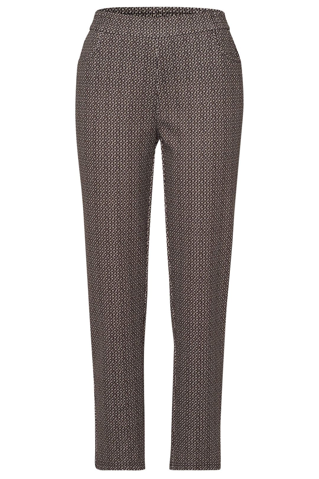 Frank Walder 209604 543 087 Brown Chain Link Print Pull-On Trousers - Shirley Allum Boutique