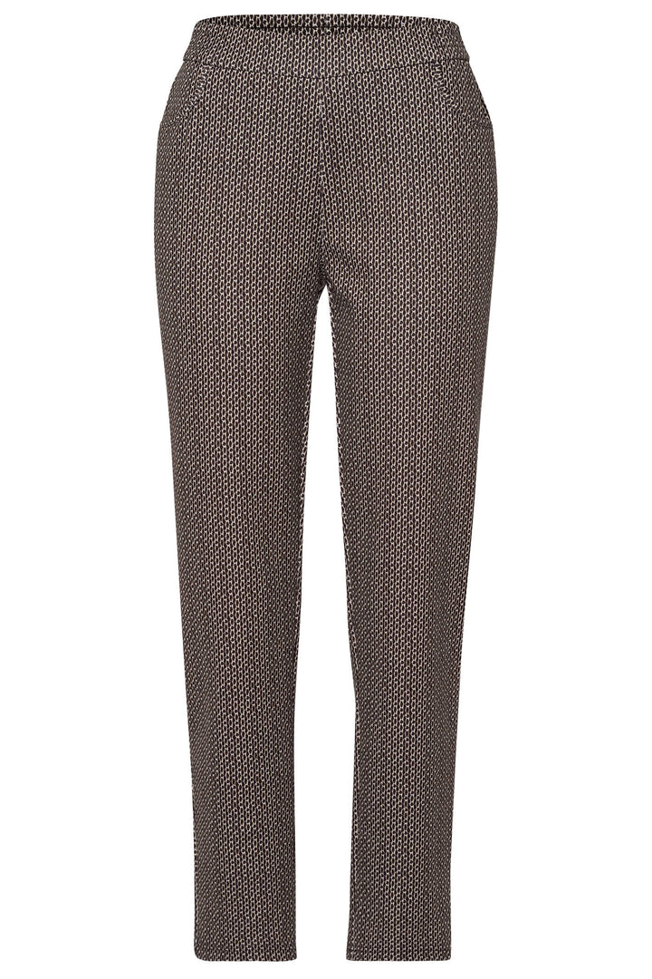 Frank Walder 209604 543 087 Brown Chain Link Print Pull-On Trousers - Shirley Allum Boutique