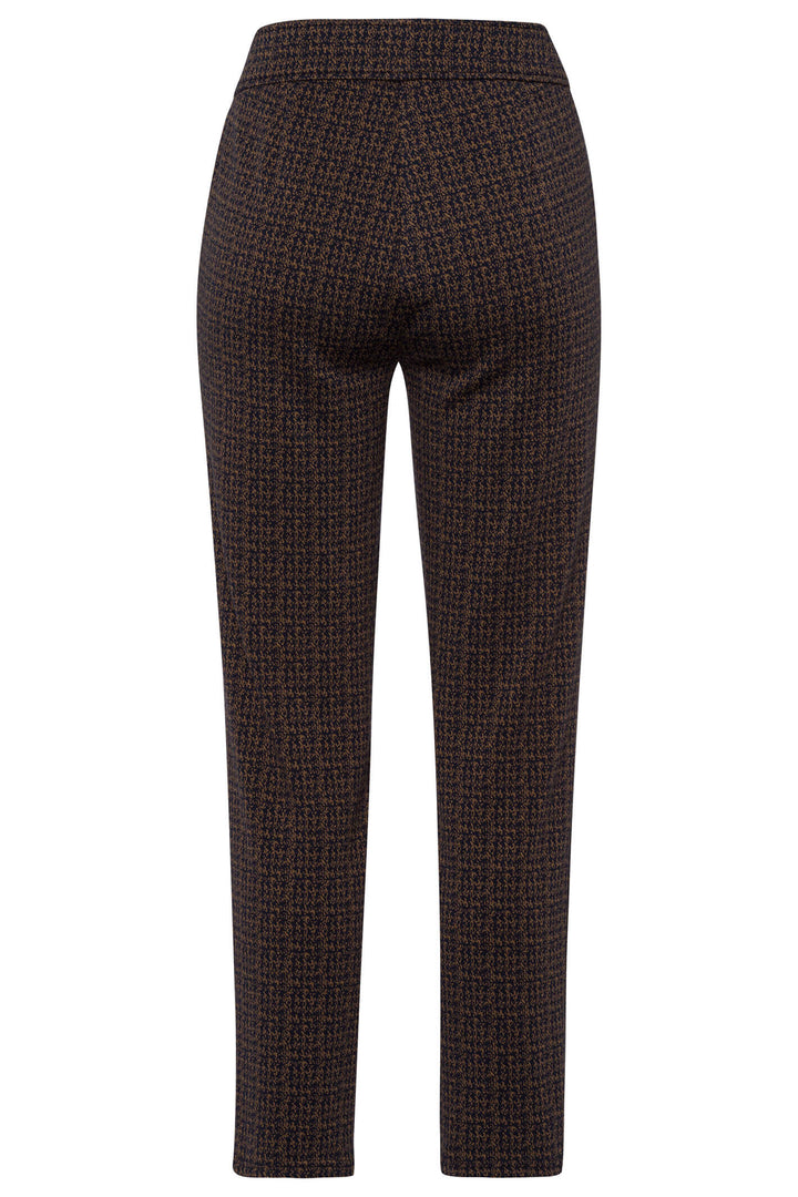 Frank Walder 309601 022 087 Brown Dogtooth Pull-On Trousers - Shirley Allum Boutique