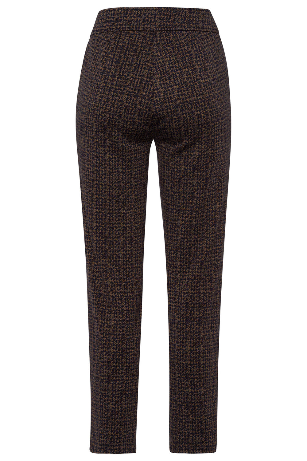 Frank Walder 309601 022 087 Brown Dogtooth Pull-On Trousers - Shirley Allum Boutique
