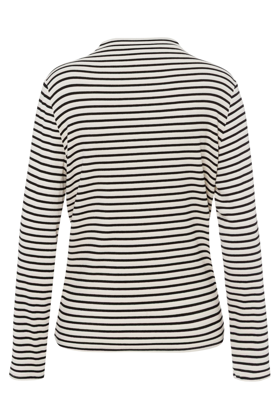 Black and white striped long-sleeve shirt on a white background