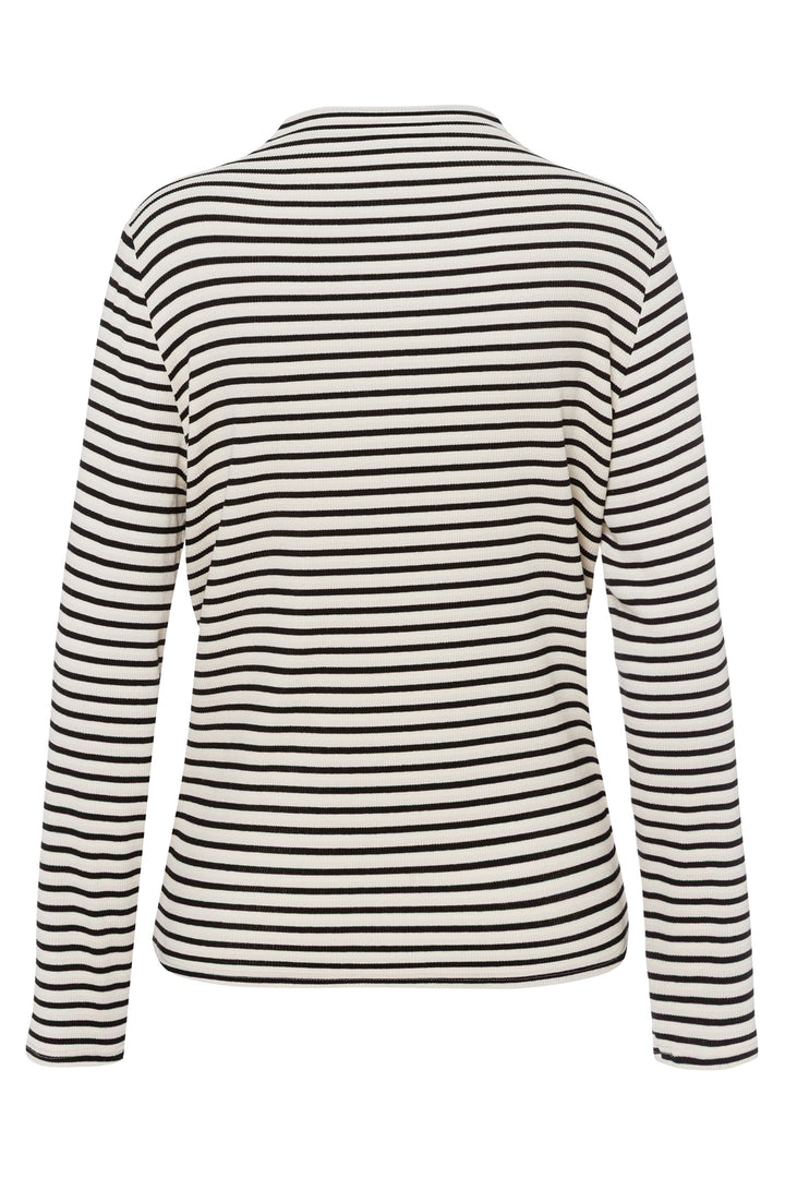Black and white striped long-sleeve shirt on a white background
