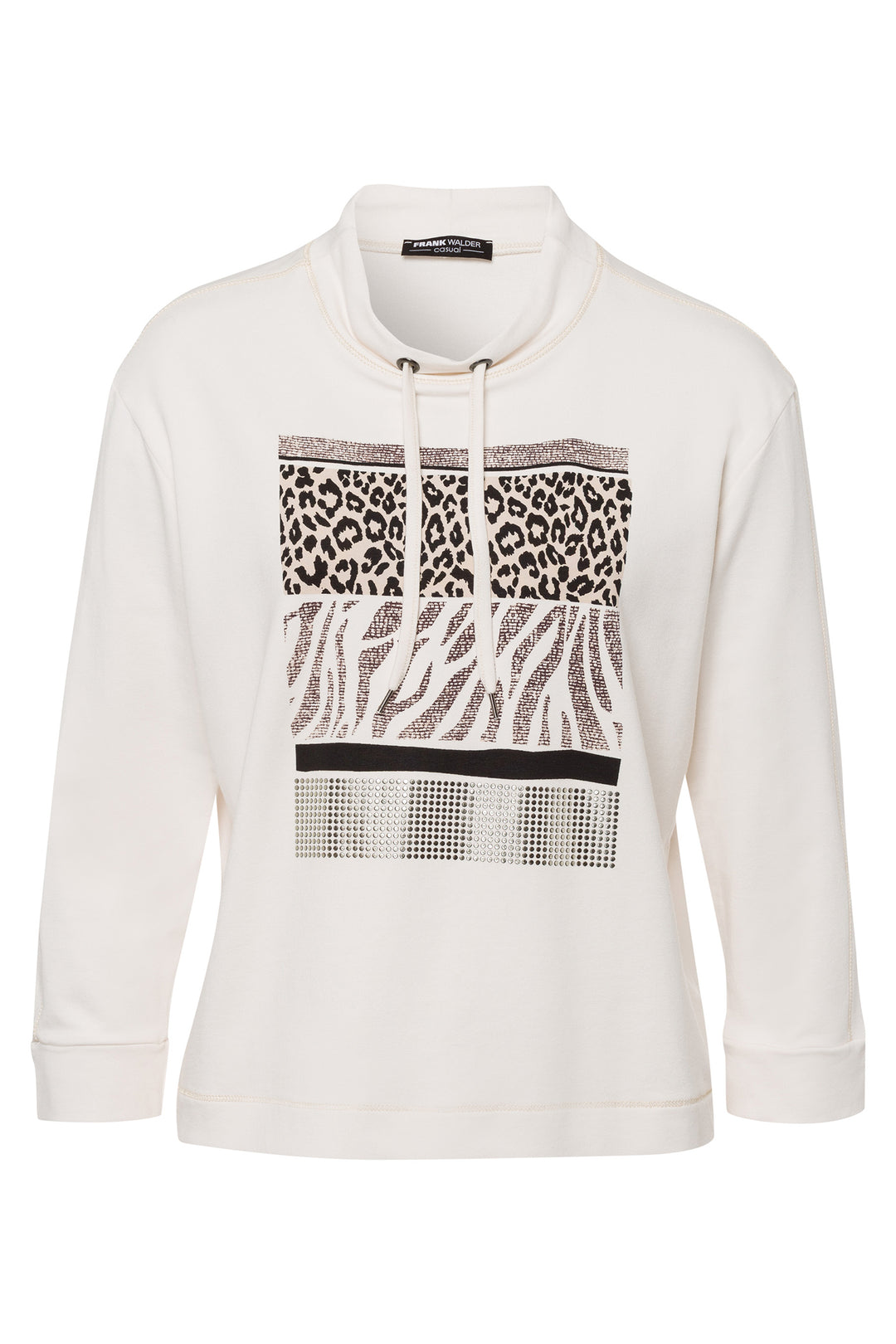 Frank Walder 508462 Off White Animal Print Motif Sweatshirt 589 081
