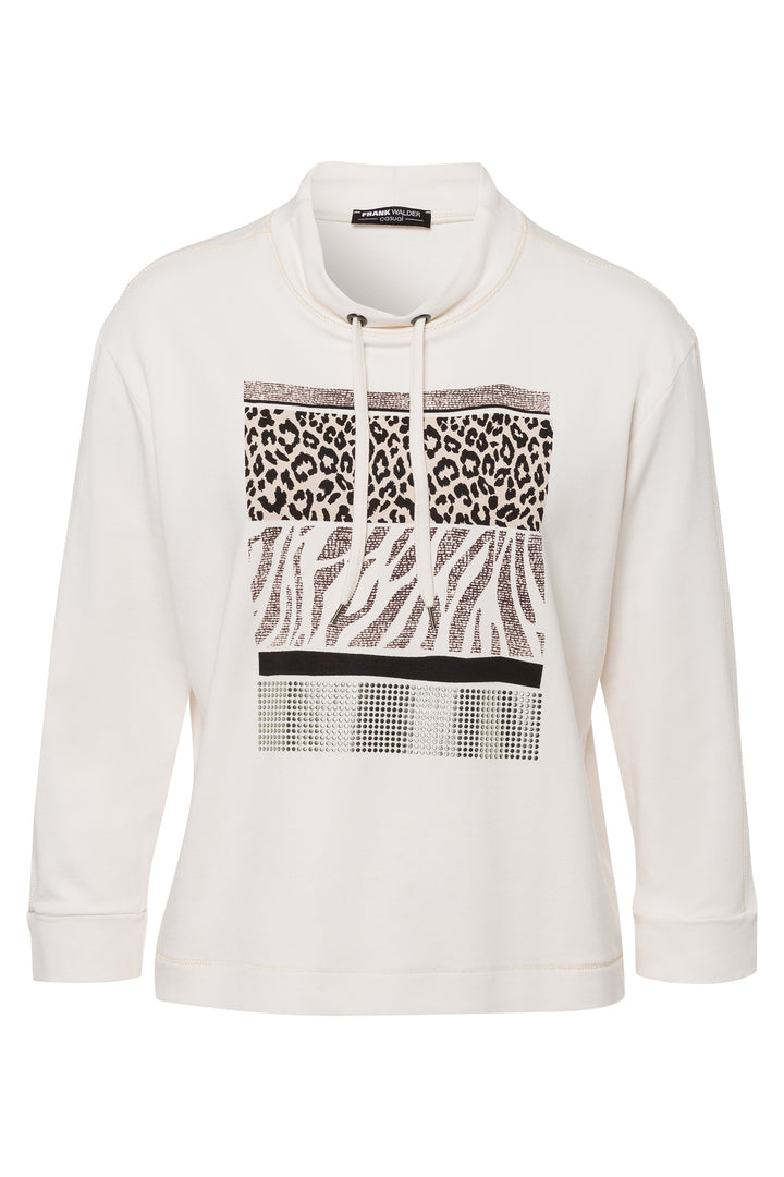 Frank Walder 508462 Off White Animal Print Motif Sweatshirt 589 081