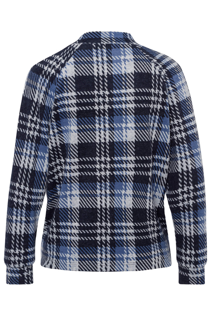 Frank Walder 622004 045 052 Blue Check High Neck Long Sleeve Jumper - Shirley Allum Boutique