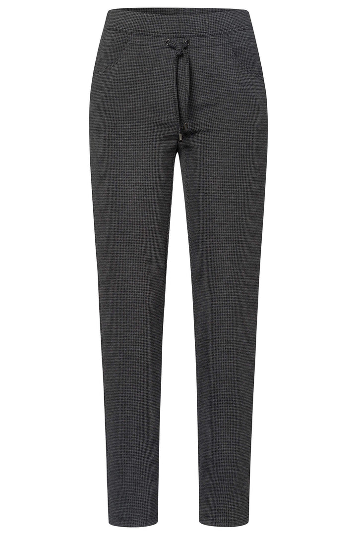 Frank Walder Brenda 308602 009 098 Grey Check Pull-On Trousers - Shirley Allum Boutique