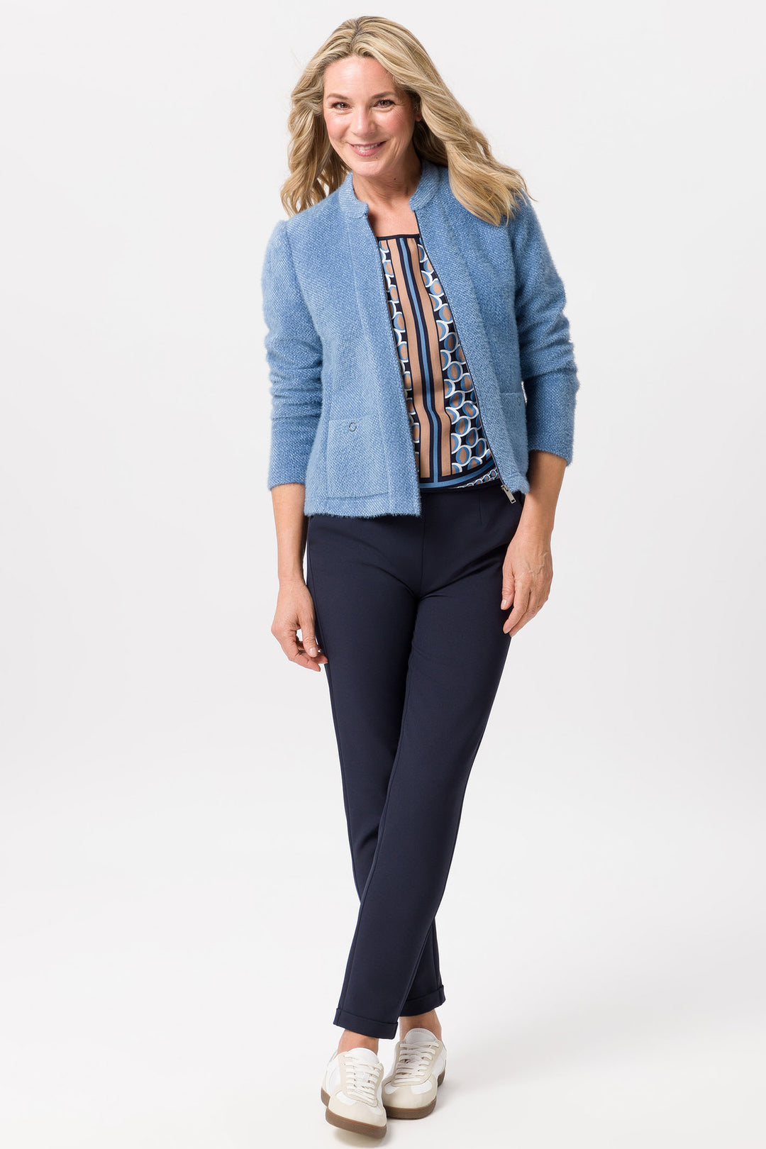 Frank Walder Cardigan Smokey Blue Long Sleeves 724010 000-528 - Shirley Allum Boutique